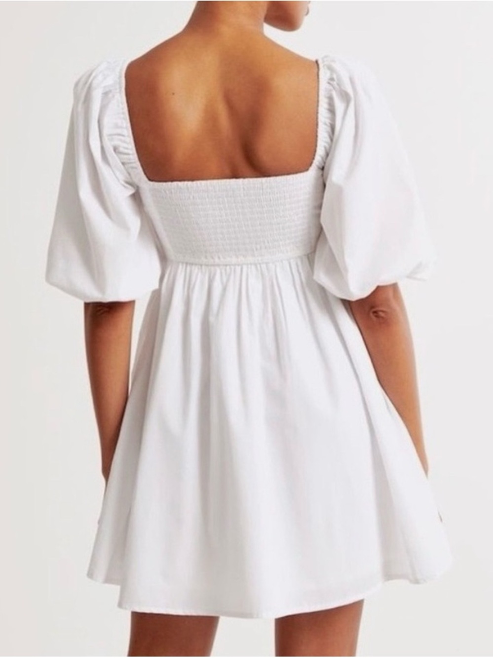 Abercrombie & Fitch White Puff-Sleeve Square-Neck Mini Dress - Picture 2 of 5